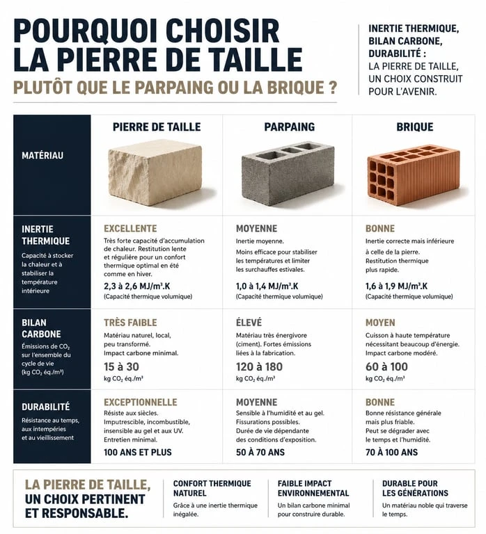 Comparatif des avantages de la maison en pierre de taille par rapport aux matériaux traditionnels