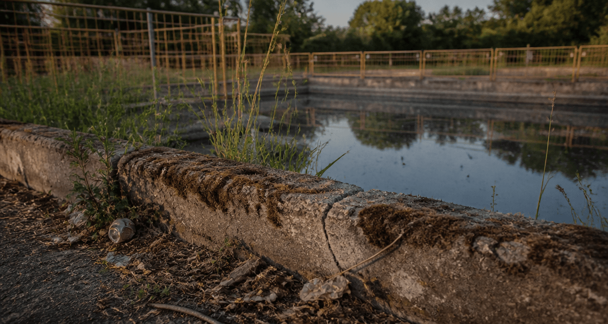 bassin de rétention inconvénients bordure fissurée et déchets