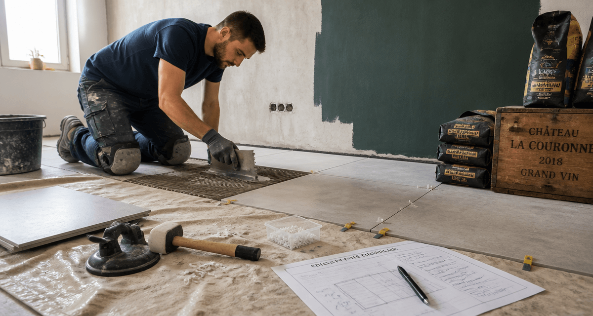 Pose carrelage joint de dilatation chantier