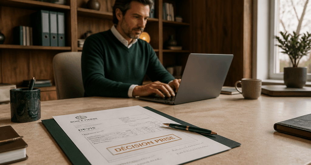 comment décliner un devis par mail, bureau professionnel, devis annoté