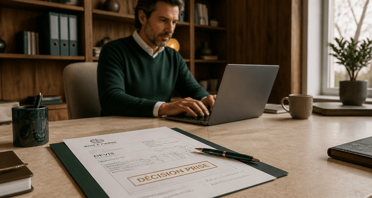 comment décliner un devis par mail, bureau professionnel, devis annoté