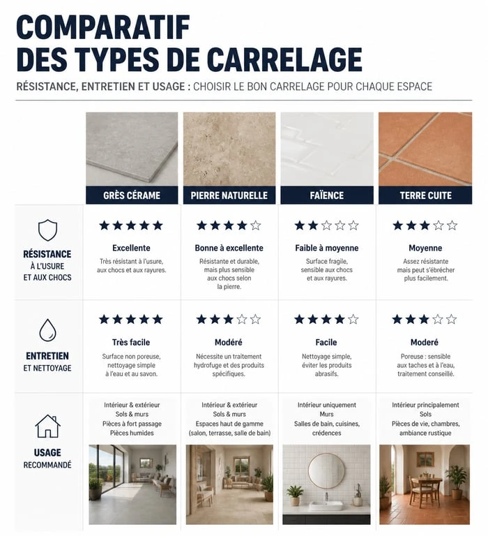 Comparatif des matériaux de carrelage pour réussir sa rénovation avec dalais-carreleur