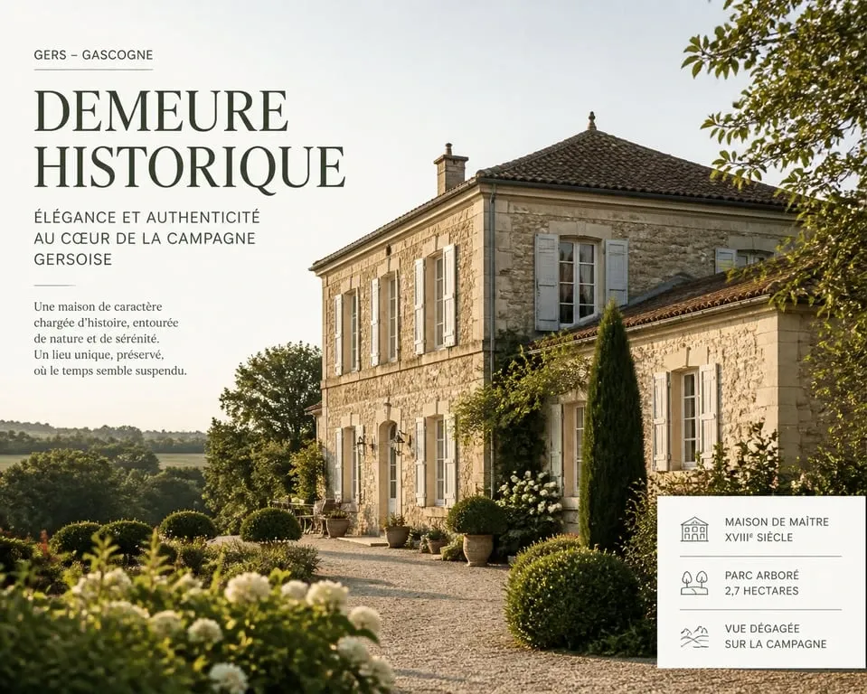 Vue extérieure de la Maison Bardé, gîte de charme dans la Lomagne Gersoise