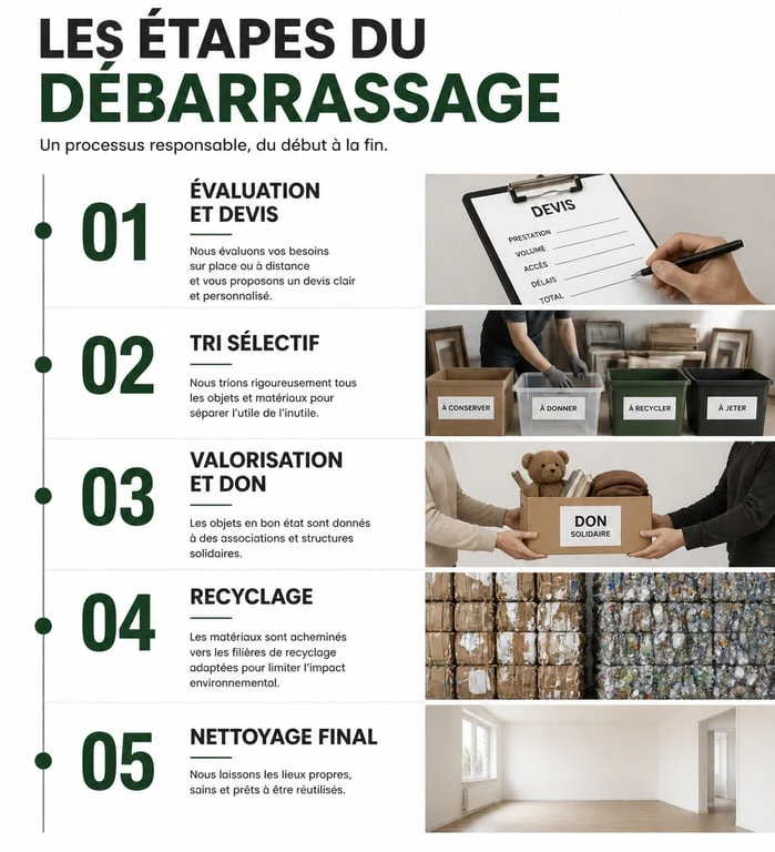 Infographie du processus de débarrassage professionnel