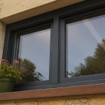 Fenêtre gris anthracite PVC vue extérieure