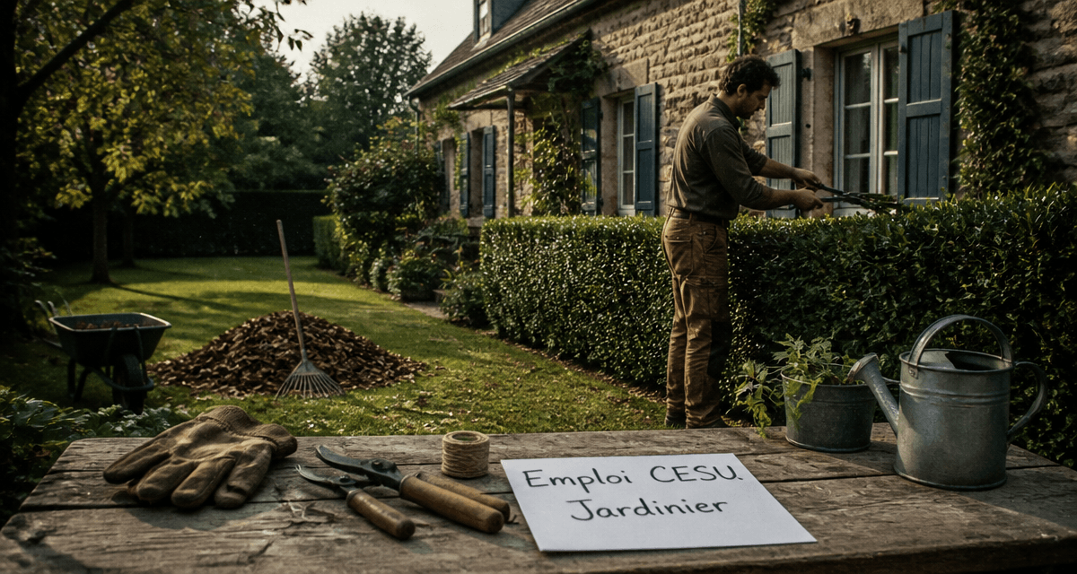 jardinier cheque emploi service devant maison