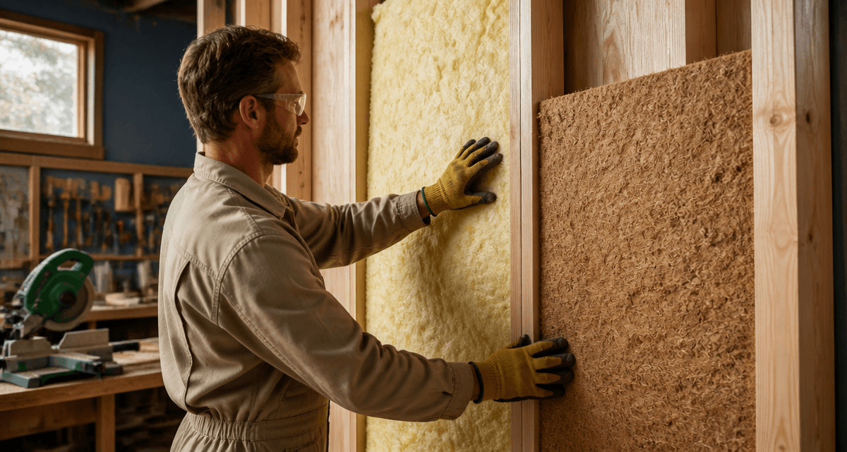 laine de verre ou laine de bois installées sur structure bois