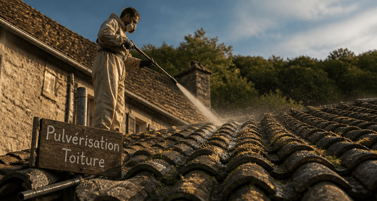 pulverisation toiture sur tuiles anciennes