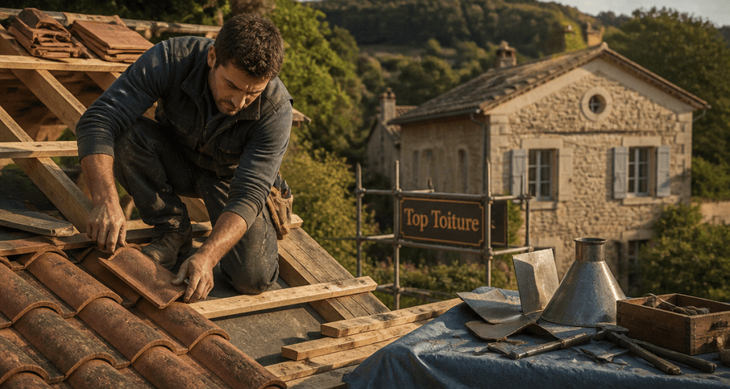 Top Toiture couvreur pose tuiles chantier