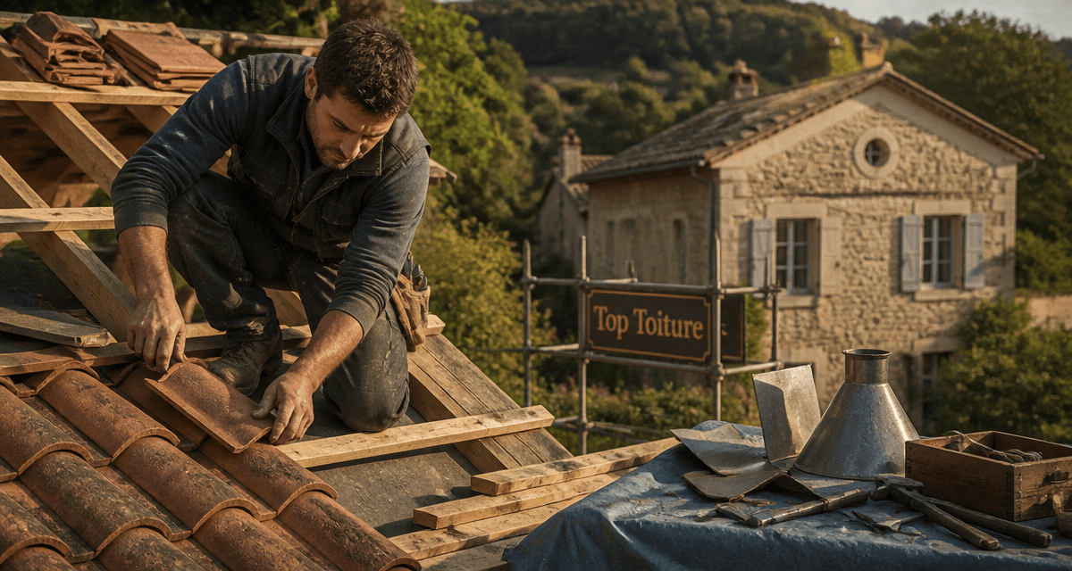 Top Toiture couvreur pose tuiles chantier