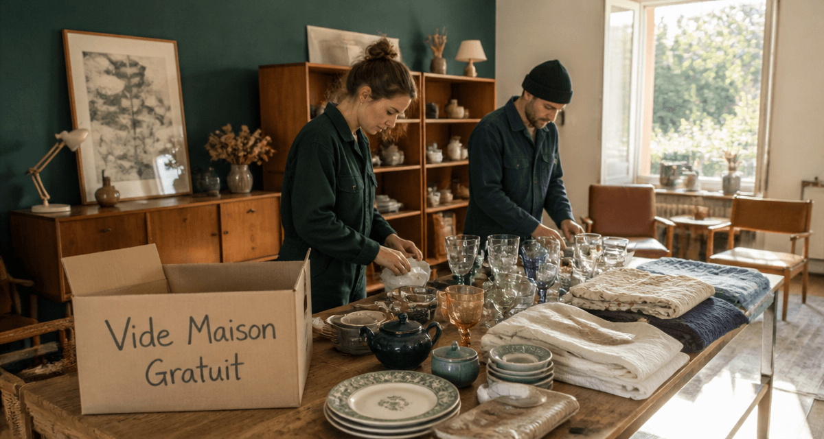 vide maison gratuit équipe trie objets salon