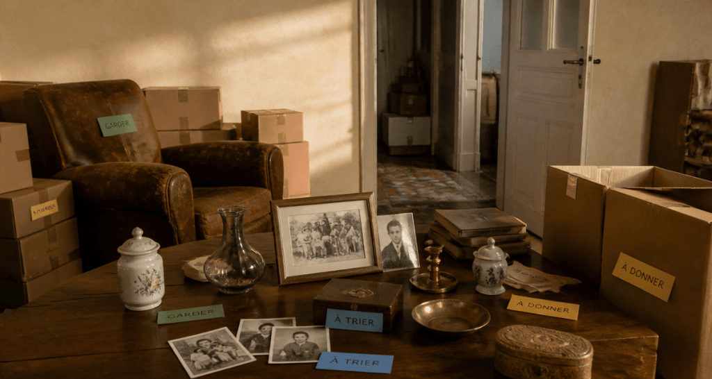 vider maison après départ en maison de retraite, tri des objets