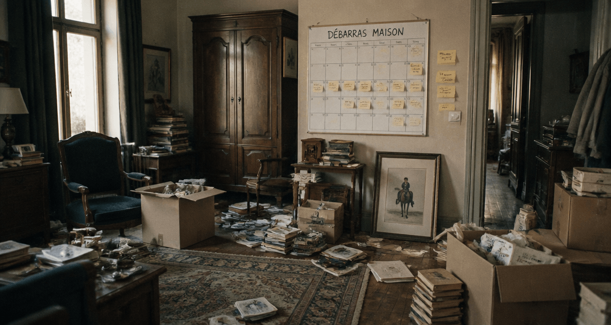 Vider une maison par où commencer, salon en débarras