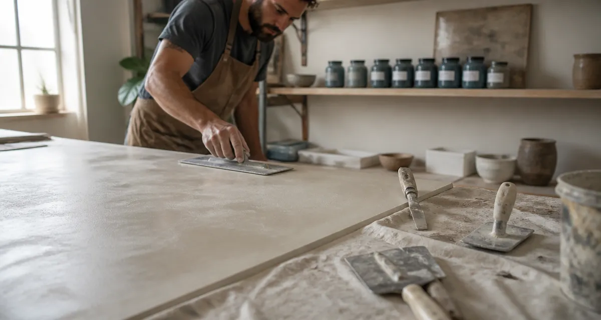 béton ciré prix artisan applique plan de travail