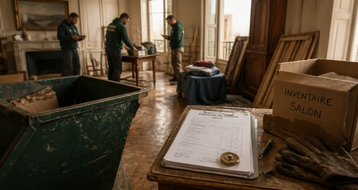 debarras maison : équipe en action pour vider et trier une maison