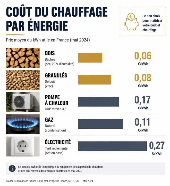 Comparatif des coûts de chauffage par énergie : quel est le chauffage le moins cher en 2026 ?