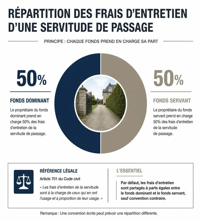 Infographie sur la répartition des frais d'entretien pour une servitude de passage