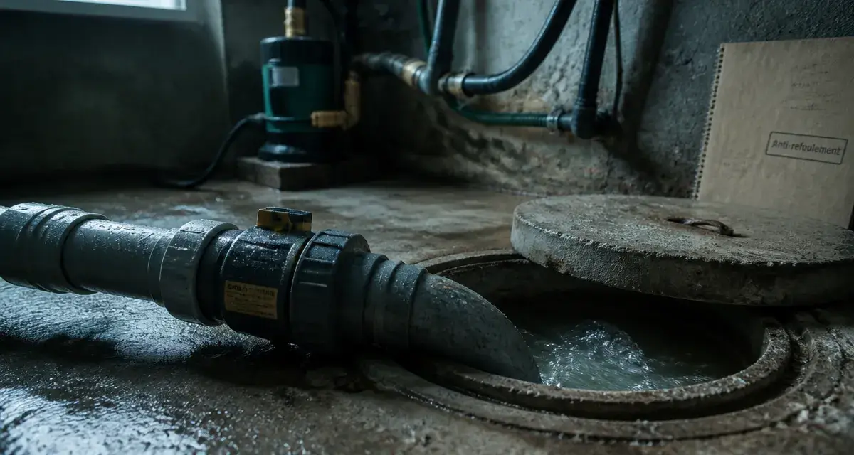 Forte pluie : eau qui remonte, clapet anti-retour d’égout au sous-sol