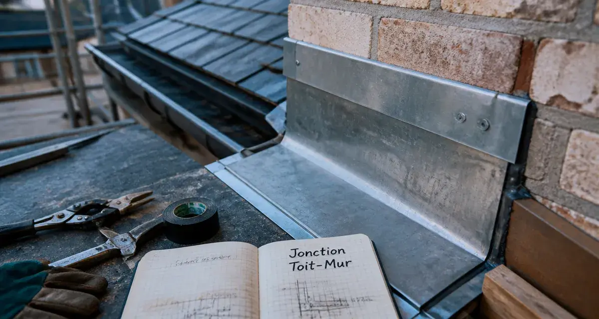Jonction toit mur : solin zinc et joint d’étanchéité sans fuite