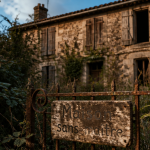 maison abandonnée volets bois végétation