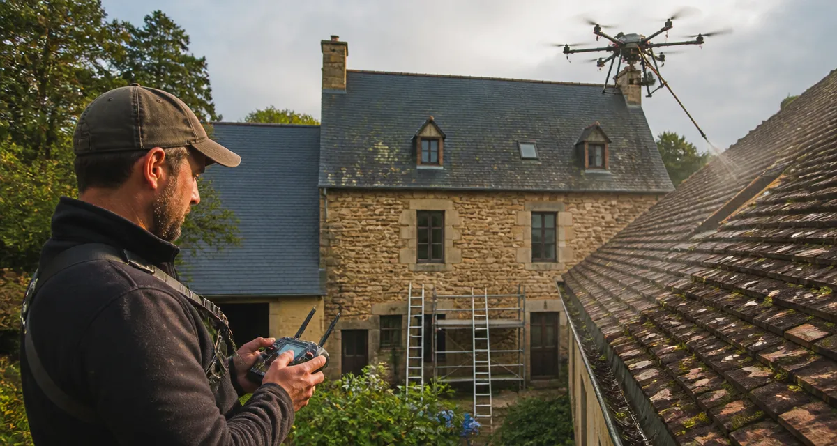 nettoyage toiture par drone avis sur chantier