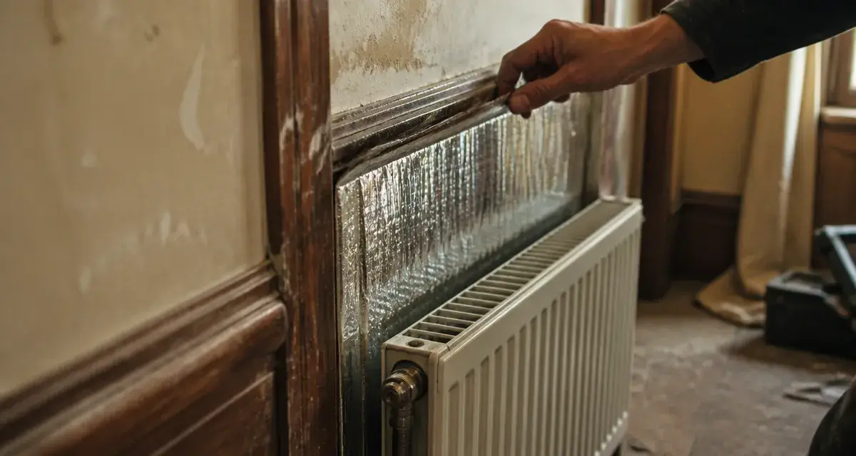 Panneau réflecteur radiateur aluminium derrière un radiateur mural