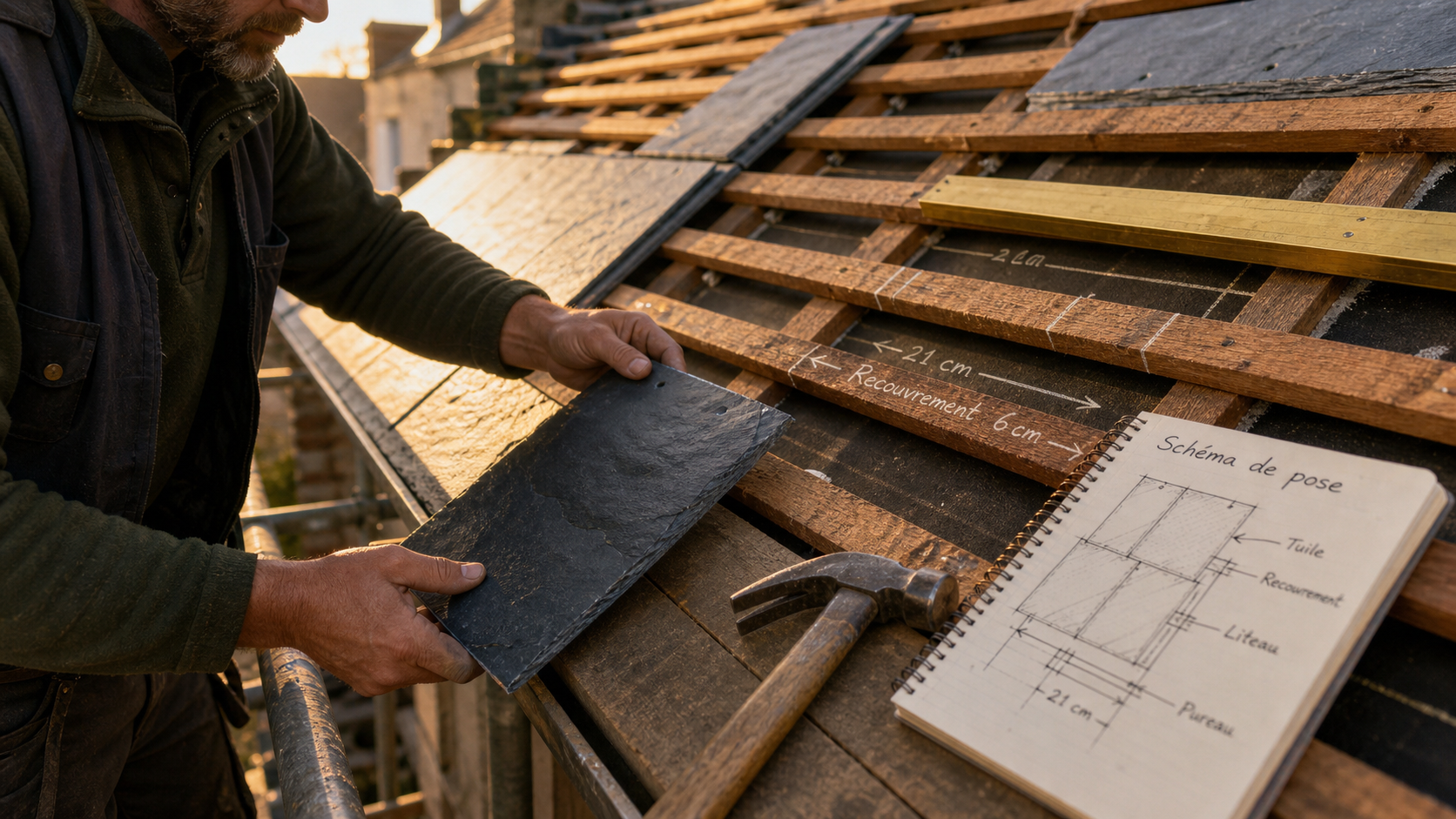 Schéma pose ardoise sur toiture : règles d’étanchéité durables