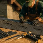 Shingle toiture : pose de bardeaux bitumés sur toit d’annexe