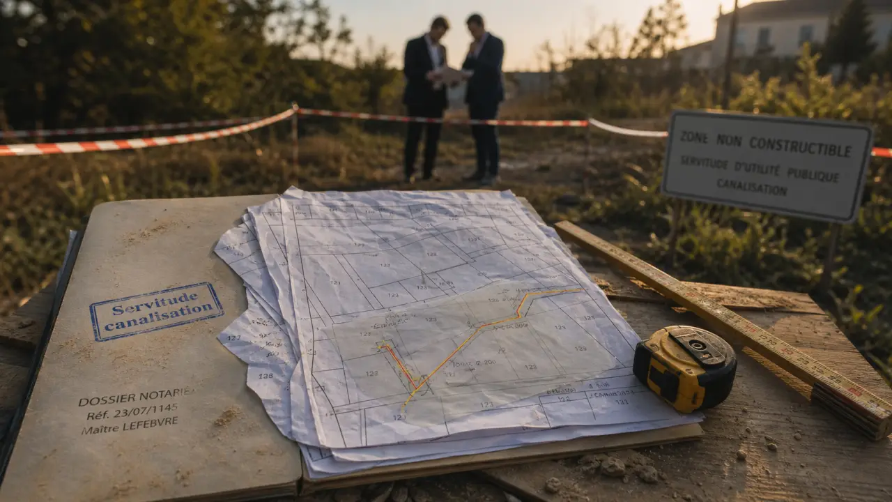 Achat terrain avec servitude canalisation : plan cadastral et tracé de canalisation