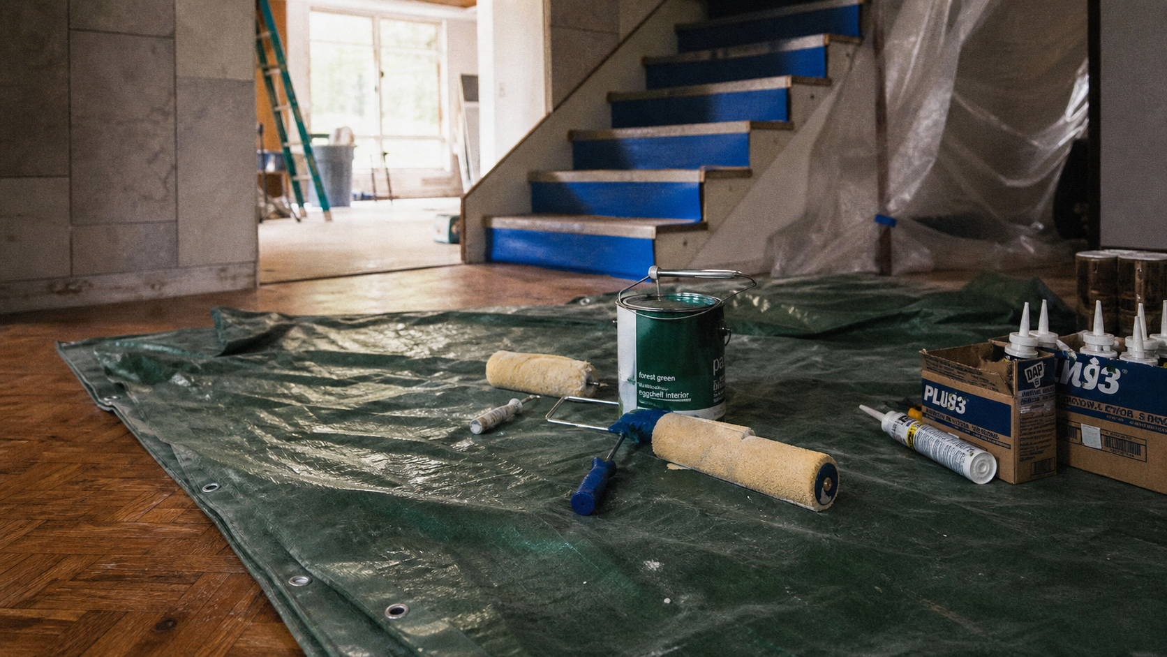 Bâche travaux en polyéthylène épais, dimensions et œillets