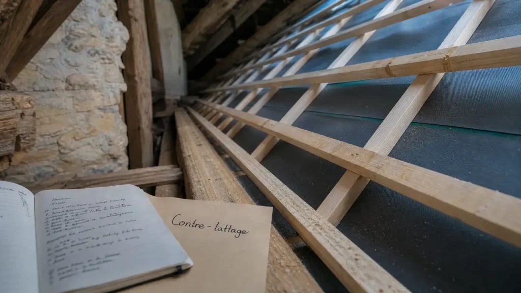 Contre lattage toiture avec lame d’air ventilée pour limiter la condensation