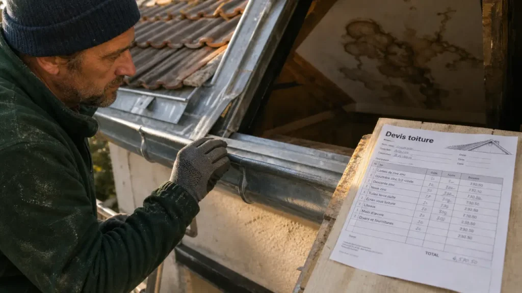 Couvre toit vérifie gouttière : fuite toiture, zinguerie et devis