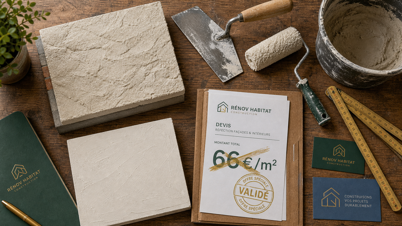 Enduit prix m2 : 66 €/m² façade et 8 à 22 €/m² intérieur