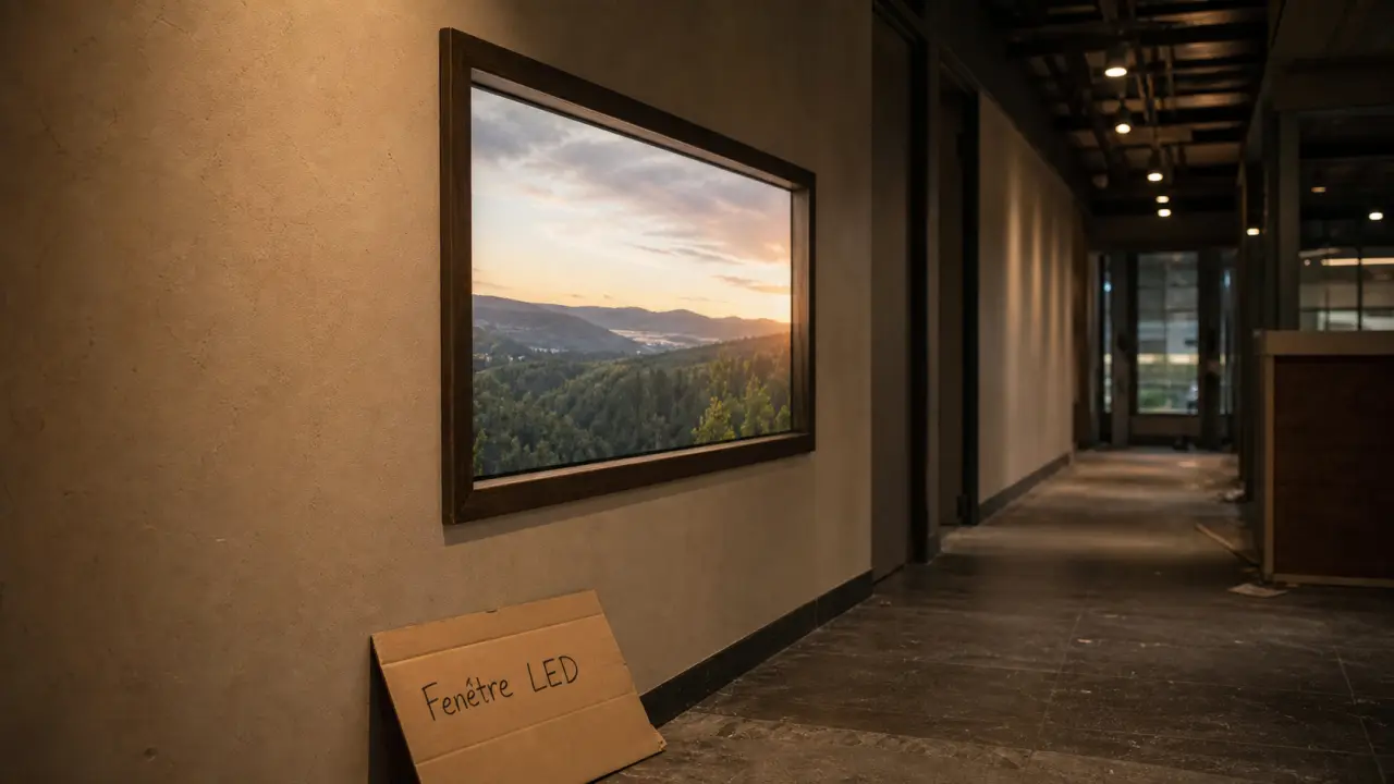 Fausse fenêtre lumineuse LED : vue réaliste sur ciel