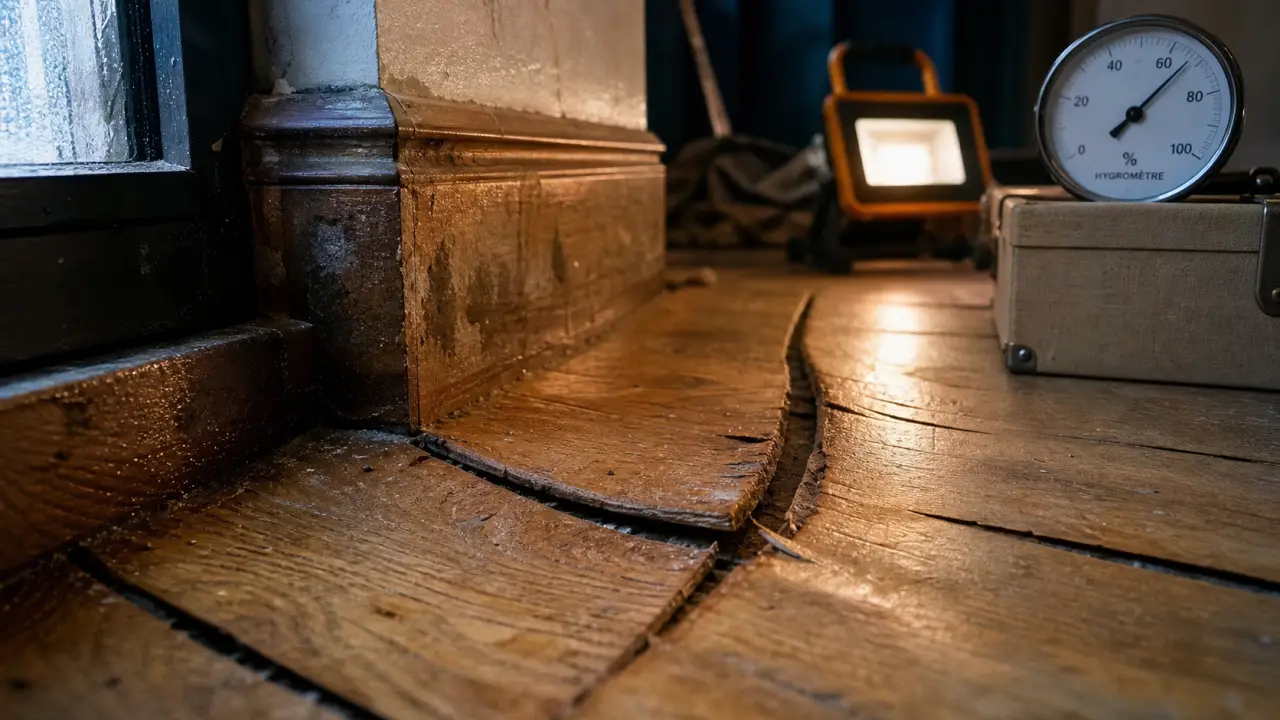 Parquet qui se soulève : lames bombées, joints ouverts, humidité du support