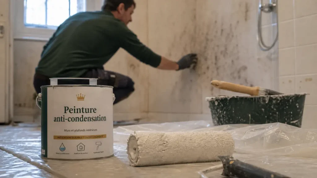 Peinture anti condensation sur mur de salle de bain : réduit la condensation