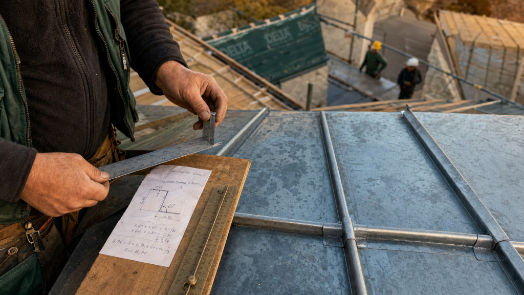 Pente toiture zinc 5 % : règle de mesure et contrôle de l’ouvrage