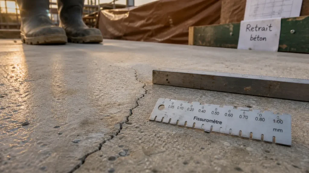 Dalle béton qui fissure au séchage : retrait, seuil de 0,2 mm et signaux à surveiller
