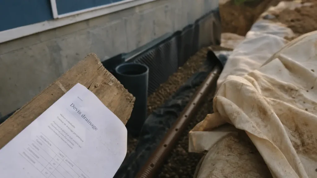 Devis travaux drainage : prix au mètre, profondeur à 1,50 m et exclusions qui font varier le budget