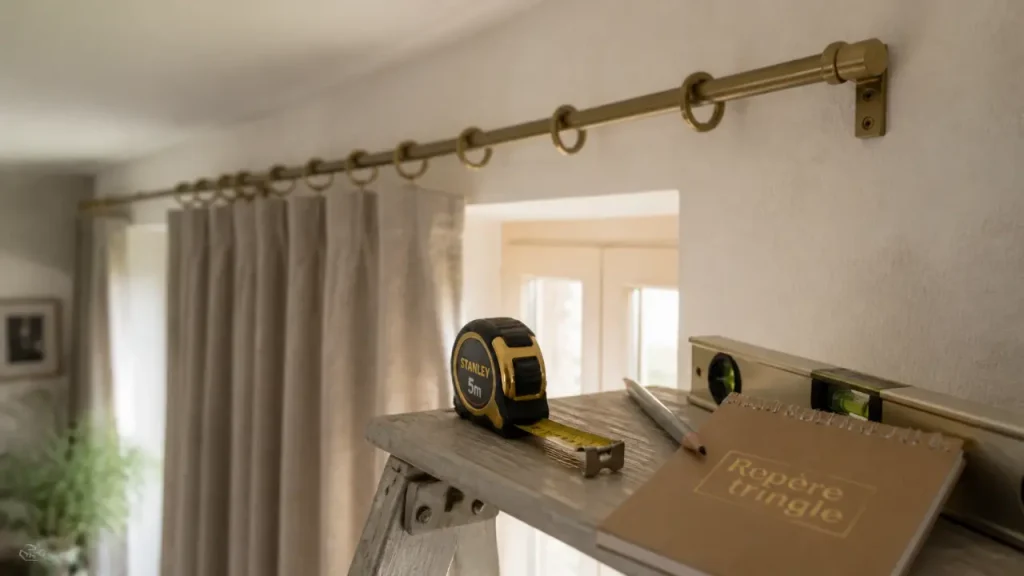 Distance tringle rideau plafond : la règle des 10 à 15 cm et les cas où fixer au mur