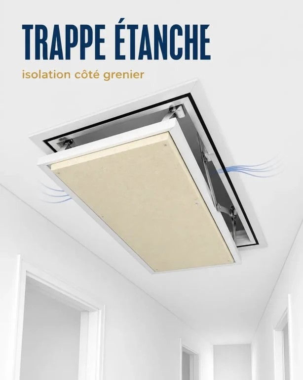 Isoler trappe grenier : illustration d’une trappe de grenier avec isolant et joint périphérique