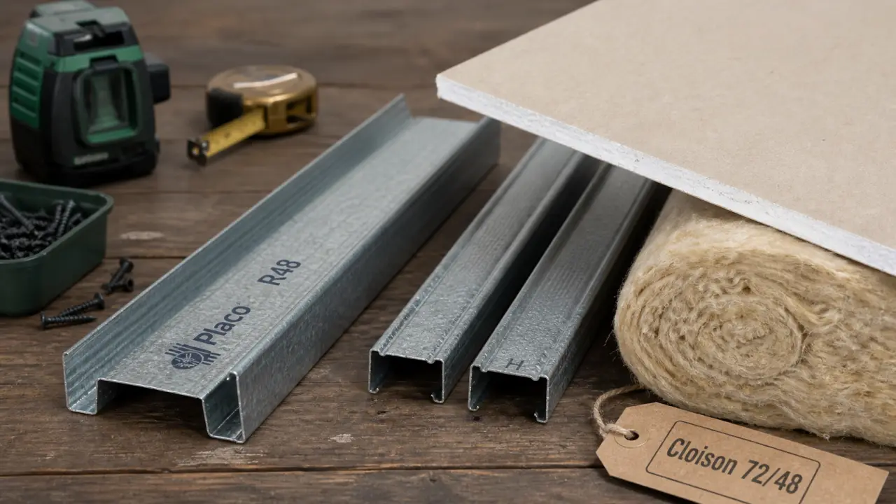Rails pour placo R48 et BA13 pour cloison 72/48