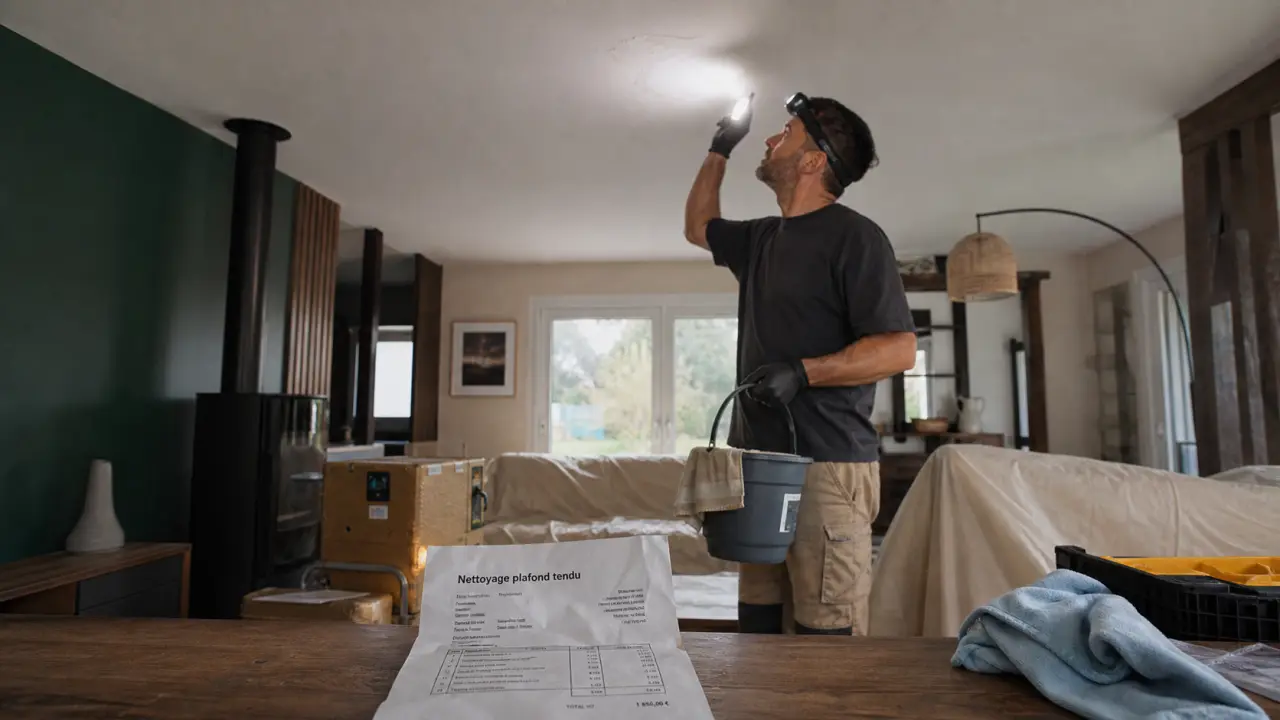 Tarif nettoyage plafond tendu au m², finition plafond tendu à nettoyer