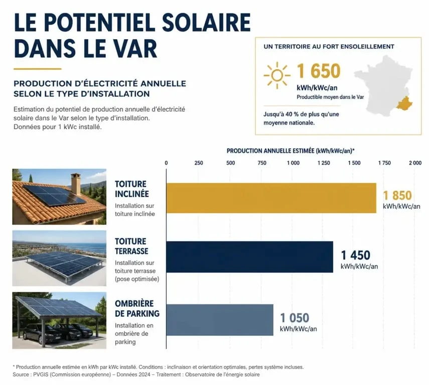 Graphique comparatif des solutions d'installation de panneaux solaires en autoconsommation à Toulon