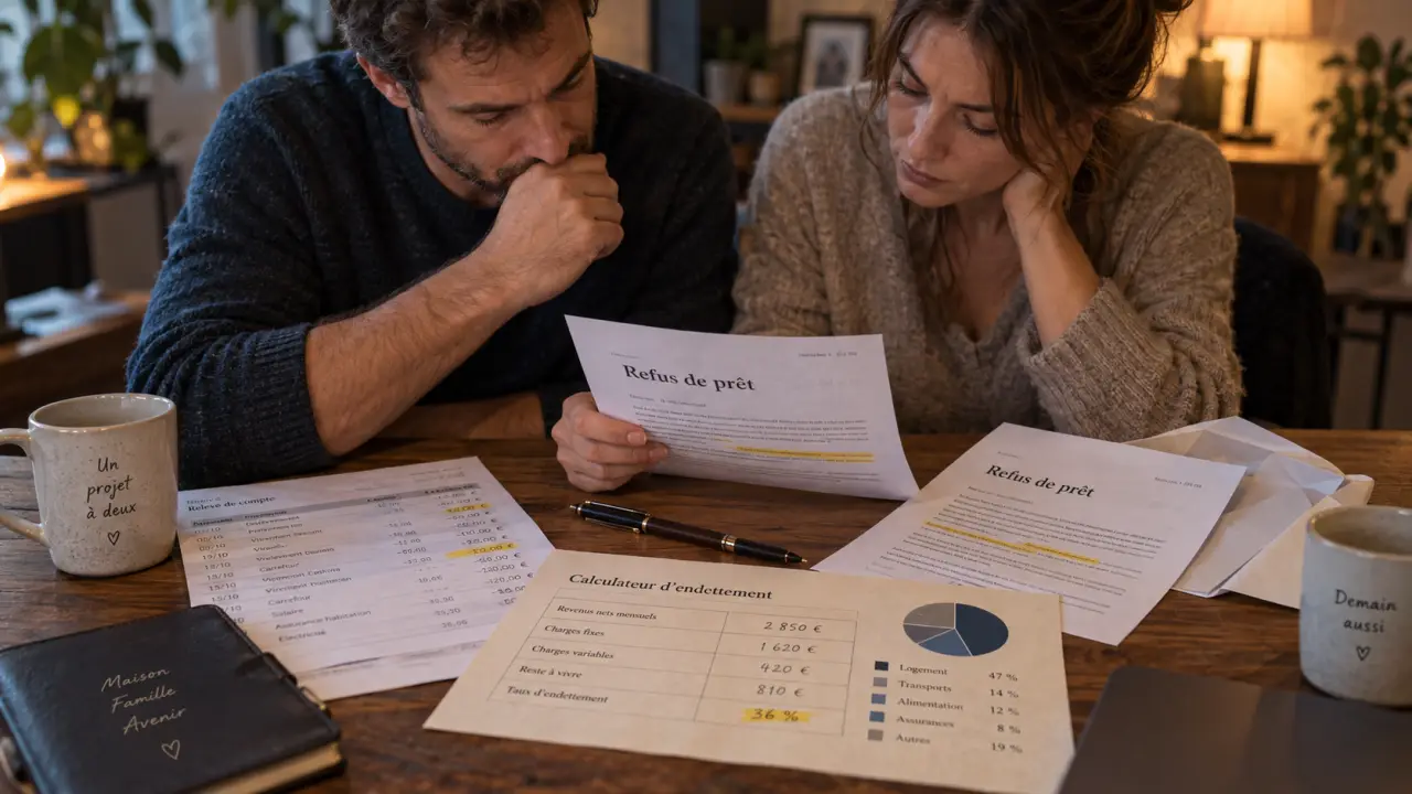 2 refus de banque pour prêt immobilier : couple examine des documents avant une 3e demande