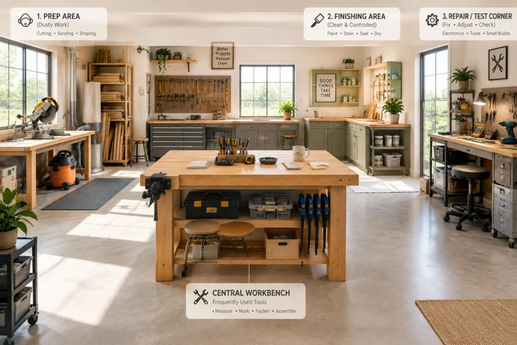 Atelier de bricolage à la maison : quatre zones pour libérer l’établi