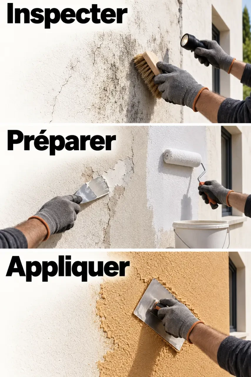 Étapes pour appliquer un crépi mur extérieur après préparation du support
